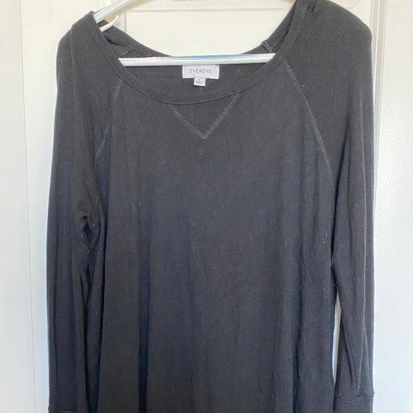 Evereve black waffle knit button sleeve - Picture 1 of 3